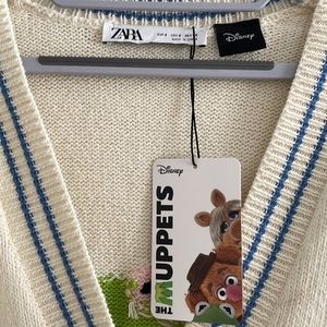 Rare Kermit The Frog Zara Knit Cardigan 